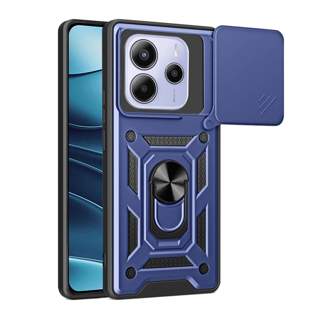 Techsuit Xiaomi Redmi Note 14 5G - CamShield - Σκληρή Θήκη με Προστασία Καμερών και Δαχτυλίδι Συγκράτησης - Blue