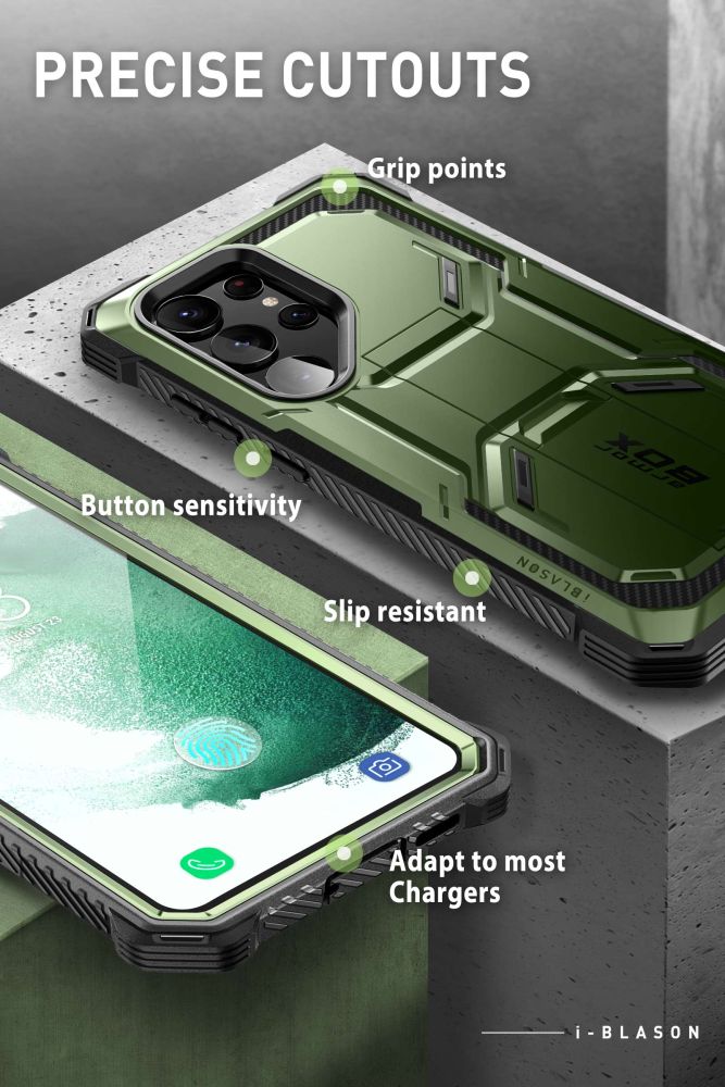 Supcase Samsung Galaxy S23 Ultra Armorbox 2 Σκληρή Θήκη με Προστασία Οθόνης και Stand - Green