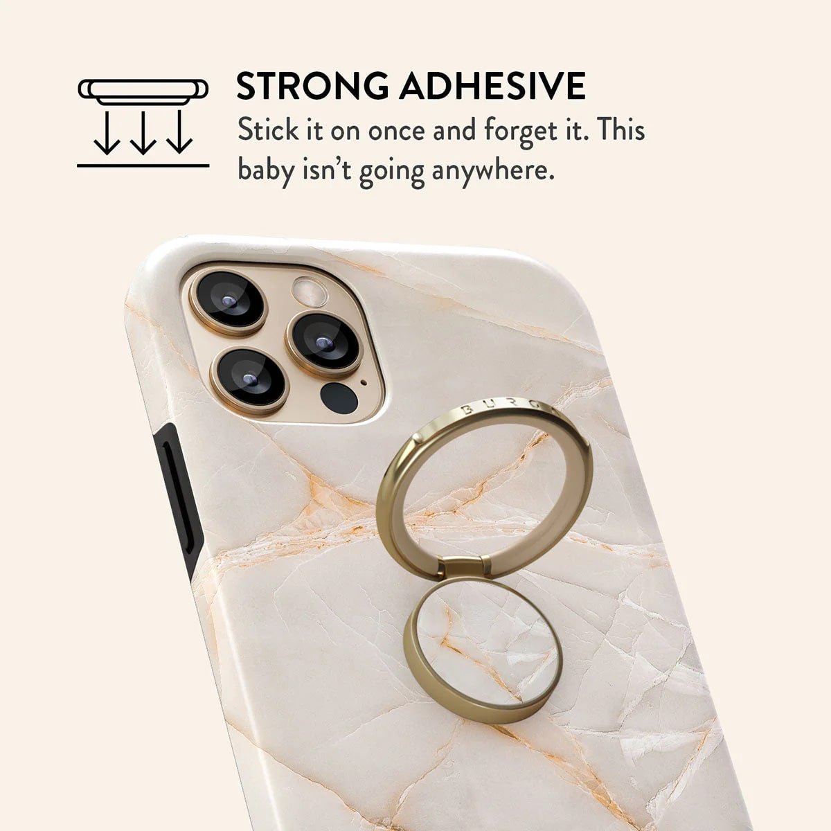 Burga Ring Holder - Δαχτυλίδι Συγκράτησης Κινητού - Βάση Στήριξης - Gold - Vanilla Sand