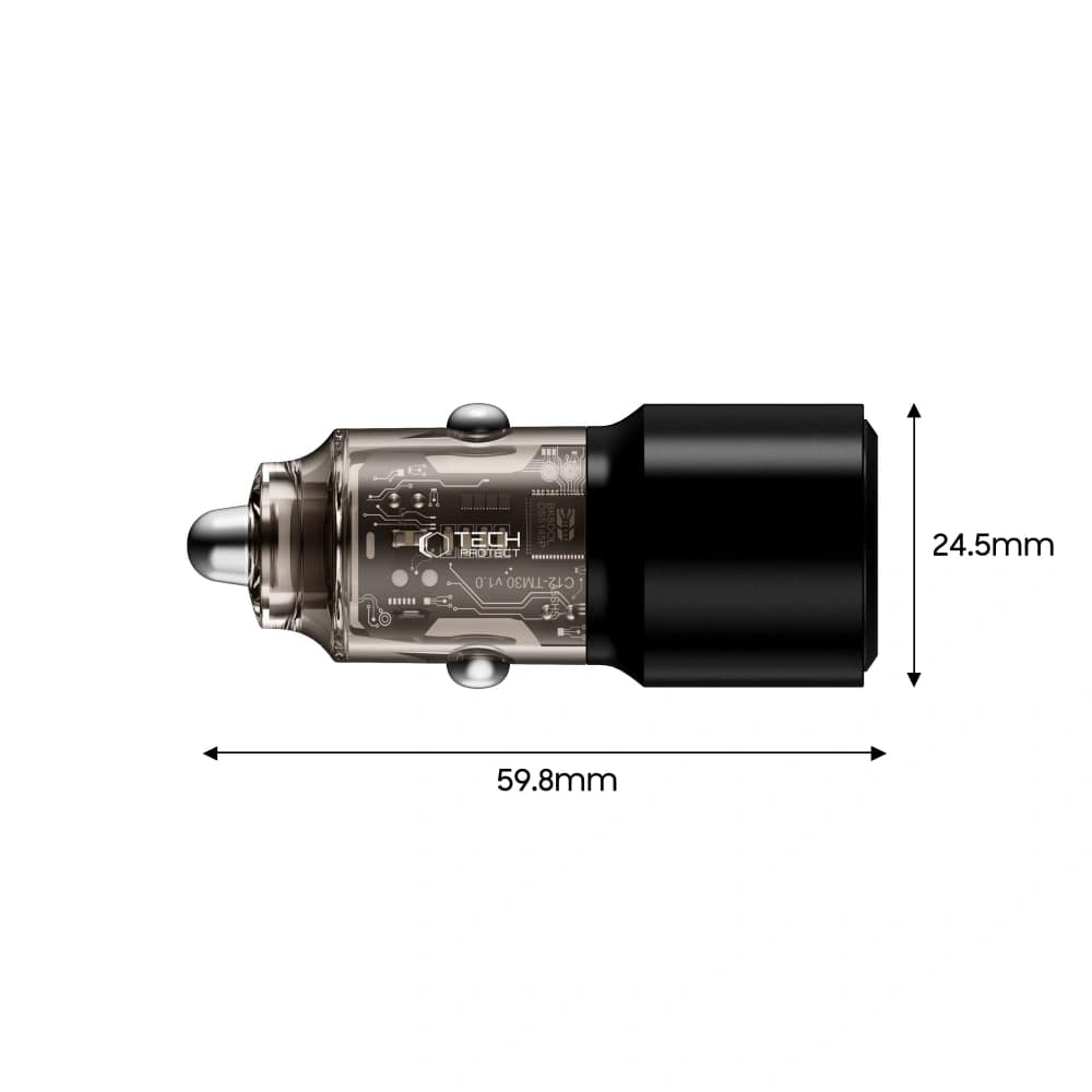 Tech - Protect CC03 PD100W Φορτιστής Αυτοκινήτου Γρήγορης Φόρτισης με 2 Θύρες Type - C - Black