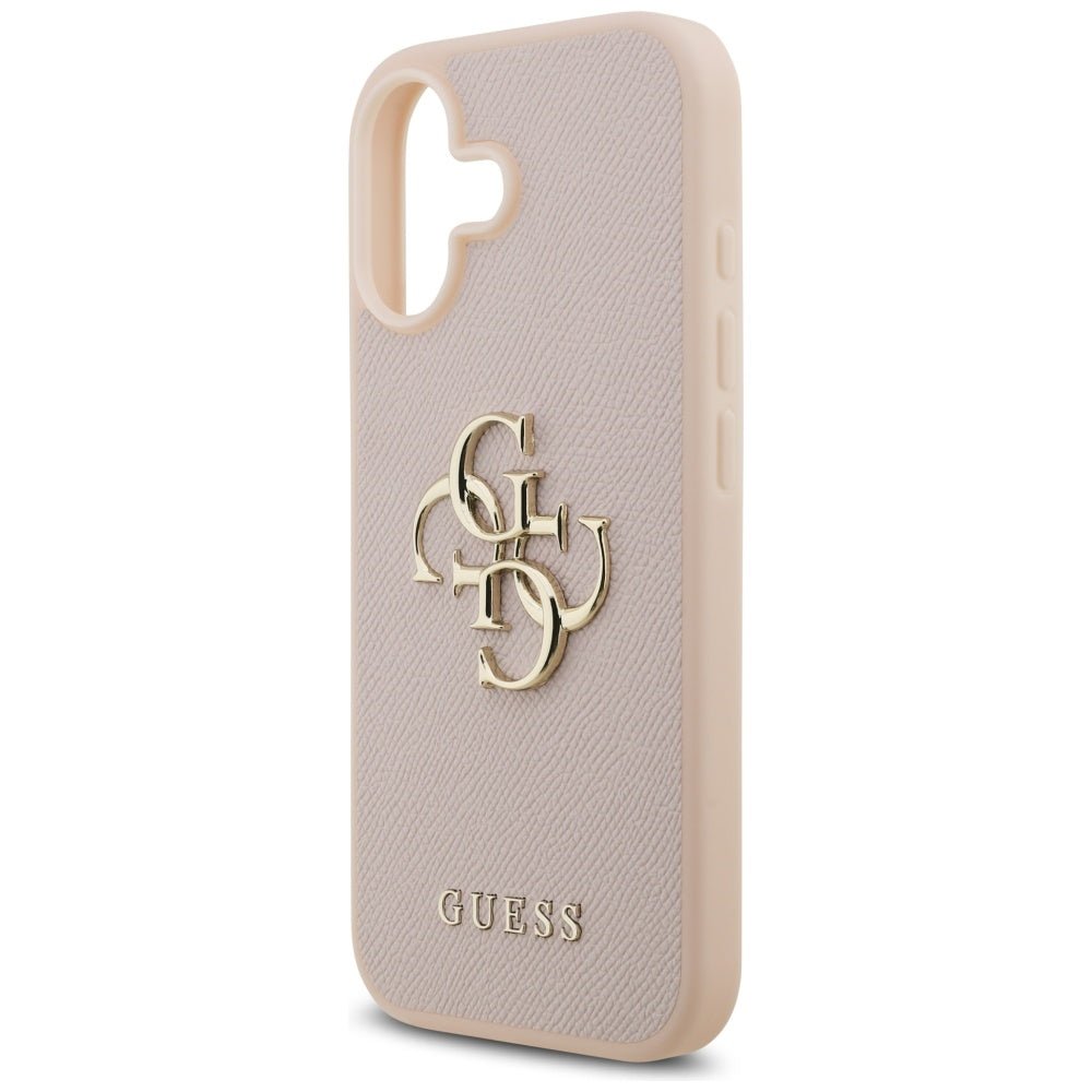 Guess iPhone 17 - Grained Big 4G and Classic Logo - Σκληρή Θήκη με Επένδυση από Οικολογικό Δέρμα - Pink - GUHCP17SPGT4MBP
