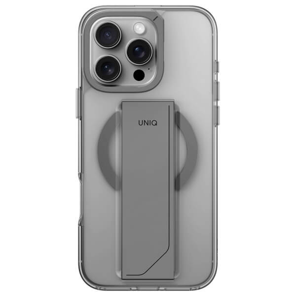 Uniq iPhone 16 Pro Max - Heldro Max - MagSafe Σκληρή Θήκη με Πλαίσιο Σιλικόνης και Finger Holder - Διάφανη