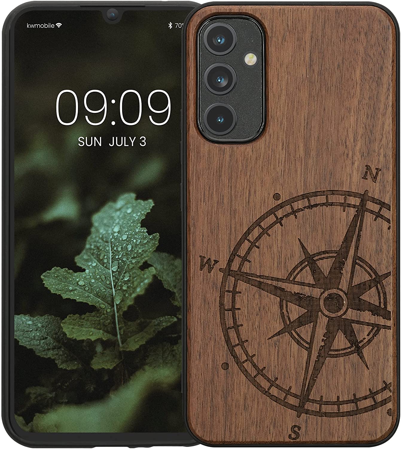 KW Samsung Galaxy A34 5G Θήκη από Φυσικό Ξύλο - Design Compass Vintage - Dark Brown - 60813.01