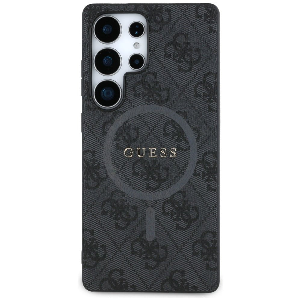 Guess Samsung Galaxy S25 Ultra - Leather 4G Colored Ring Classic Logo - MagSafe Θήκη με Επένδυση Συνθετικού Δέρματος - Black - GUHMS25LG4GFRK