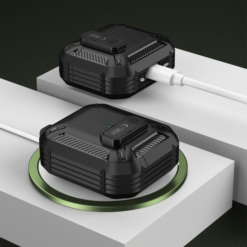 Tech - Protect AirPods 4 - Θήκη από Σκληρό Πλαστικό και Σιλικόνη - Carbonox - Black