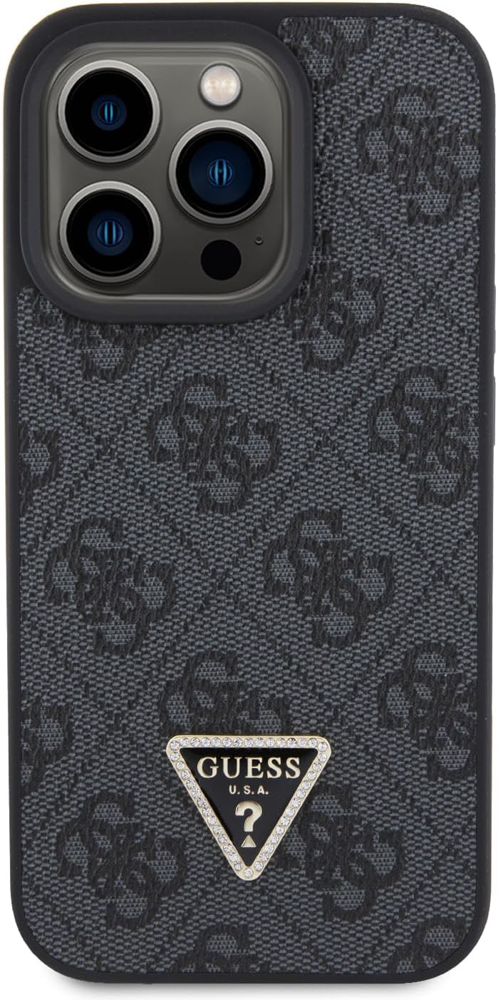 Guess iPhone 15 Pro - Crossbody 4G Metal Logo Θήκη με Επένδυση Συνθετικού Δέρματος και Λουράκι - Black - GUHCP15LP4TDSCPK