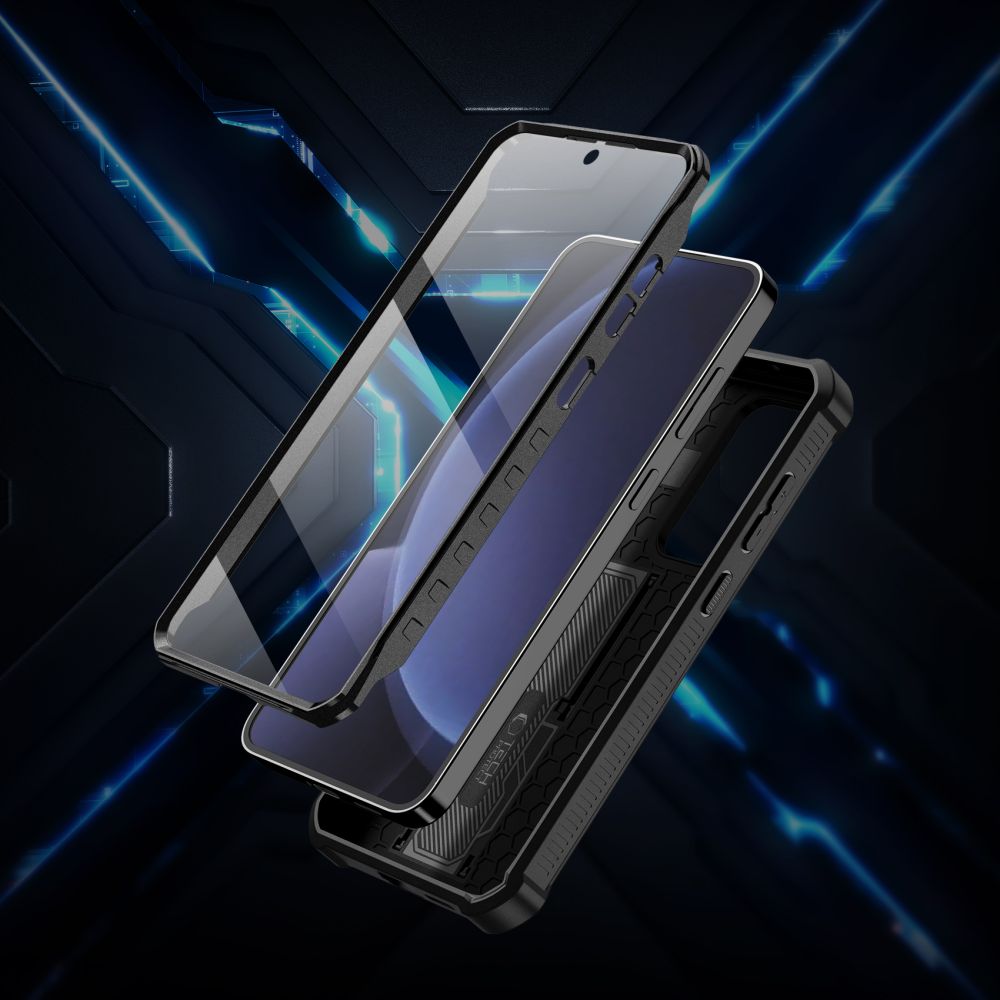 Tech - Protect Samsung Galaxy S25 Kevlar Cam+ Θήκη 360 Full Body με Προστασία για την Οθόνη και την Κάμερα και Stand - Black