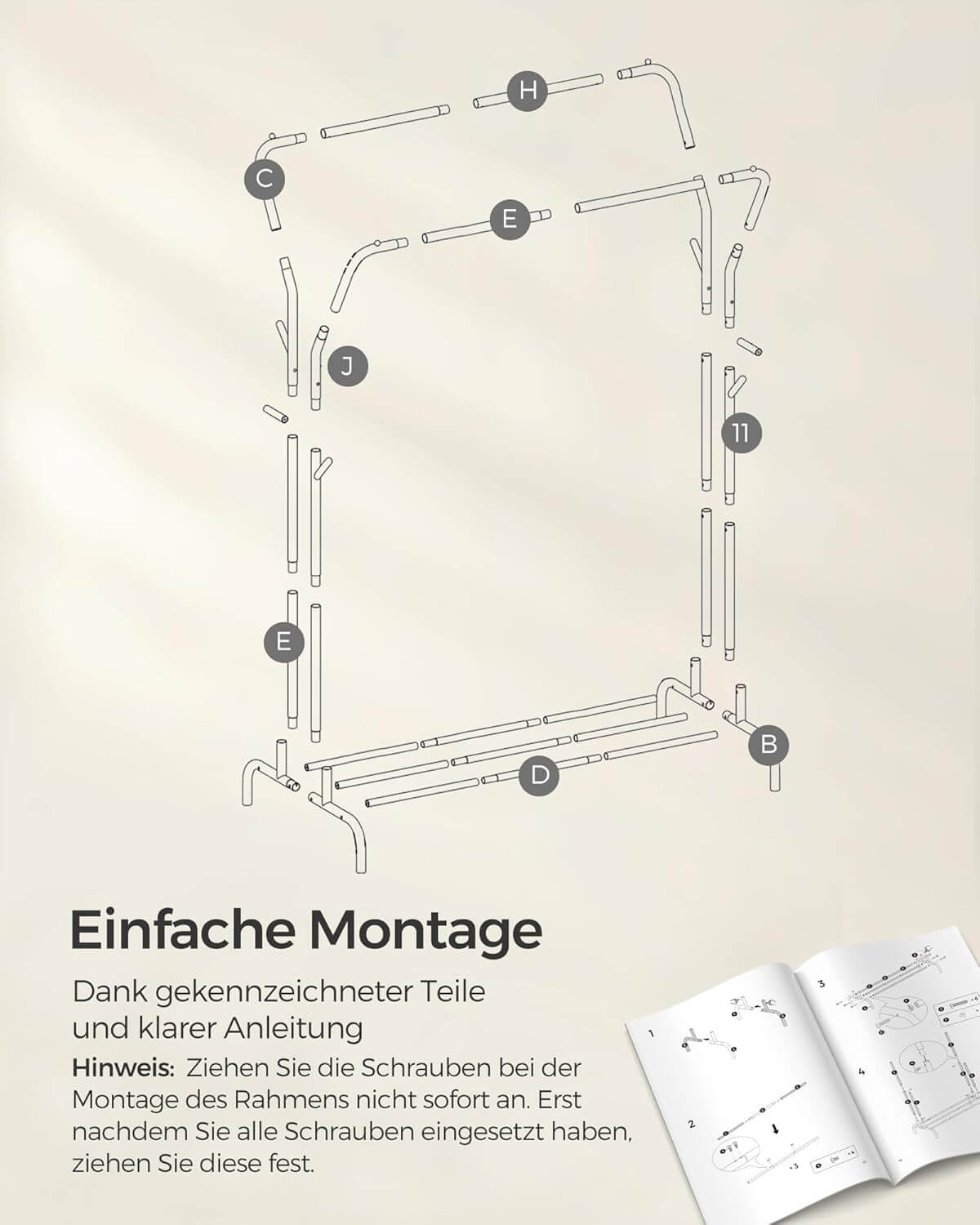 Songmics Τροχήλατη Κρεμάστρα Pούχων με 2 Pάγες και Ράφι - Ράγα Ρούχων - 52.5 x 103.5 x 155 cm - Silver - HSR107E01V2