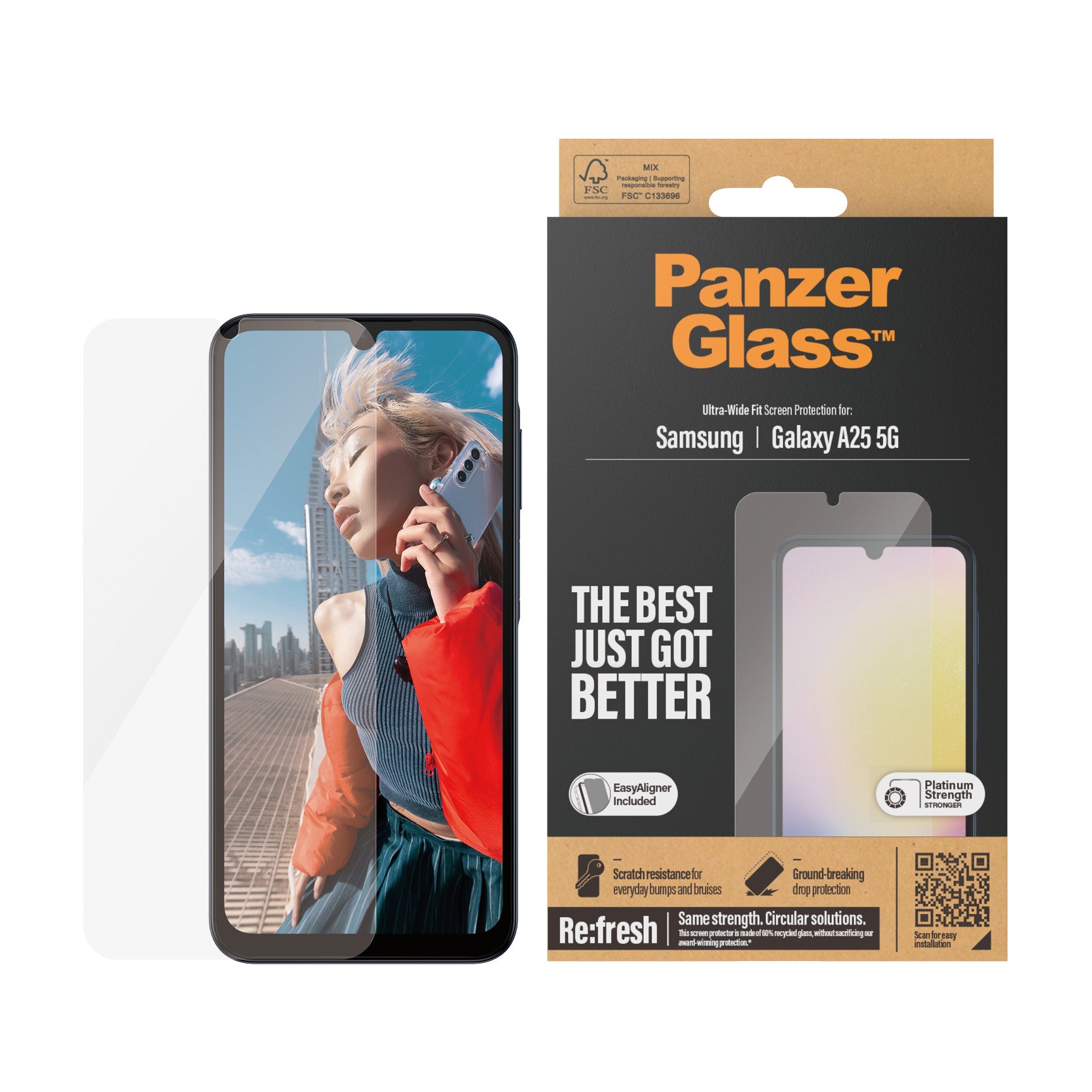 PanzerGlass Samsung Galaxy A25 5G Ultra - Wide Fit Case Friendly Full Screen Αντιχαρακτικό Γυαλί Οθόνης - Διάφανο