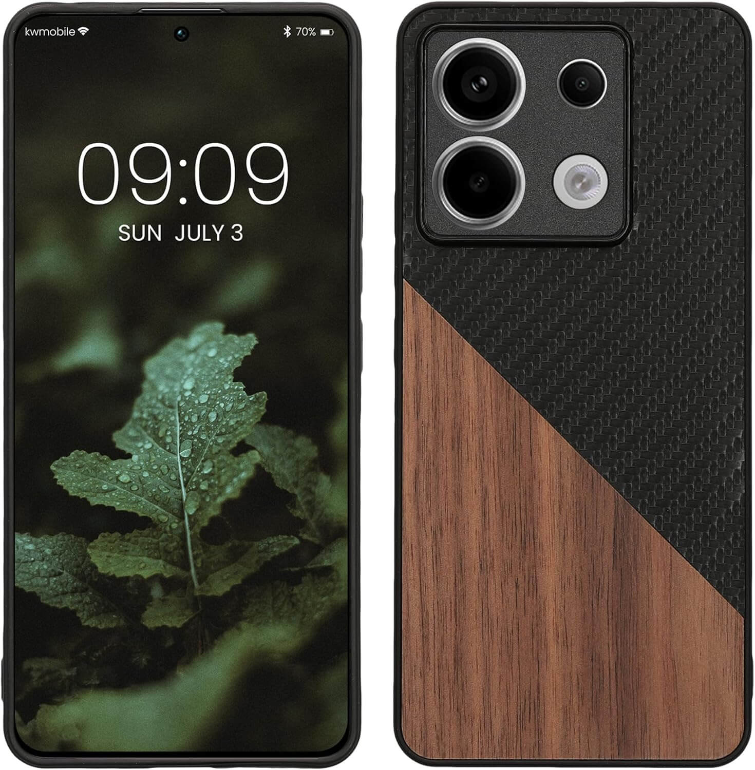 KW Xiaomi Redmi Note 13 Pro 5G / Poco X6 5G Θήκη από Φυσικό Ξύλο και Carbon - Black / Dark Brown