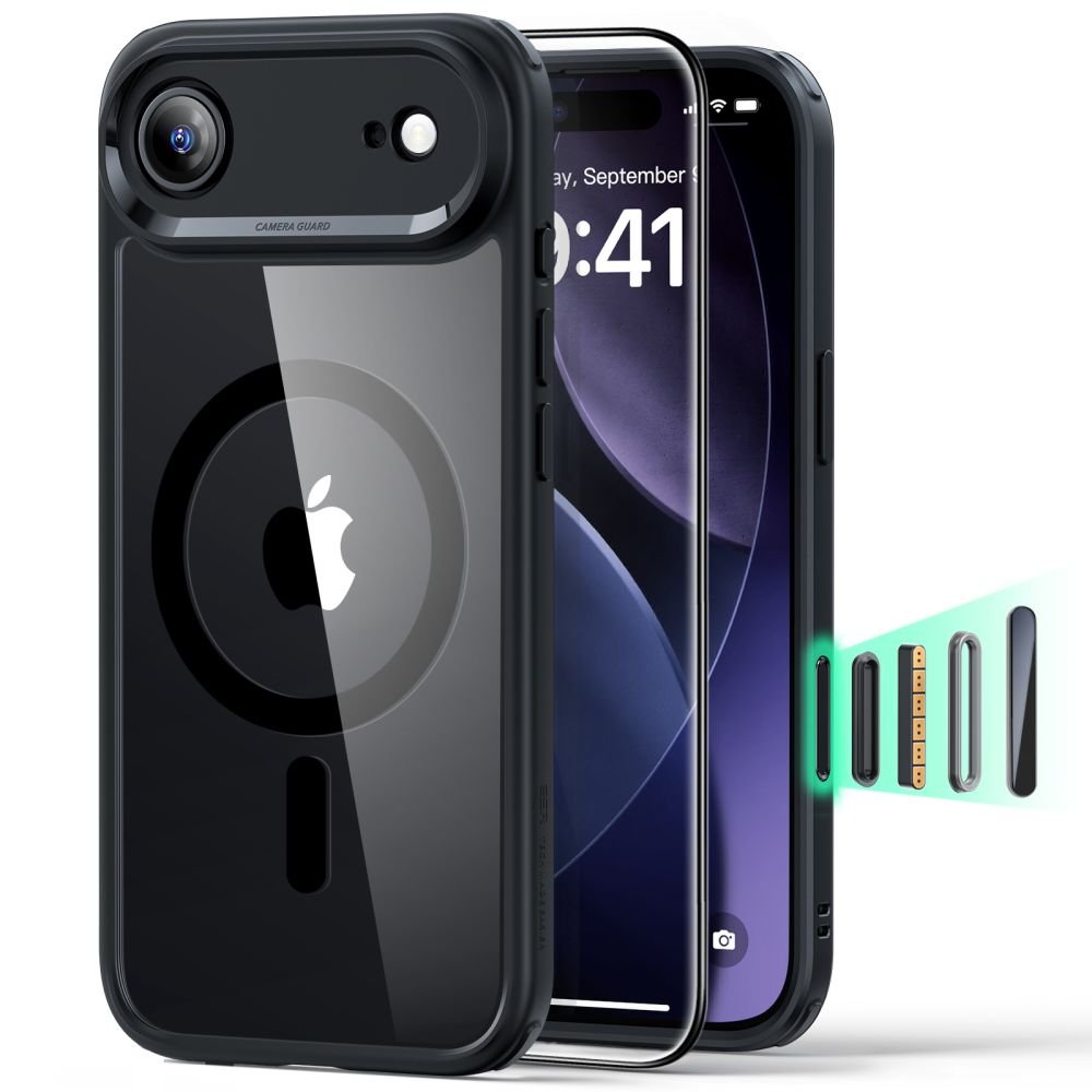 ESR iPhone Air - Σετ με Classic Hybrid MagSafe Σκληρή Θήκη με Πλαίσιο Σιλικόνης και Αντιχαρακτικό Γυαλί Οθόνης - Διάφανη / Black