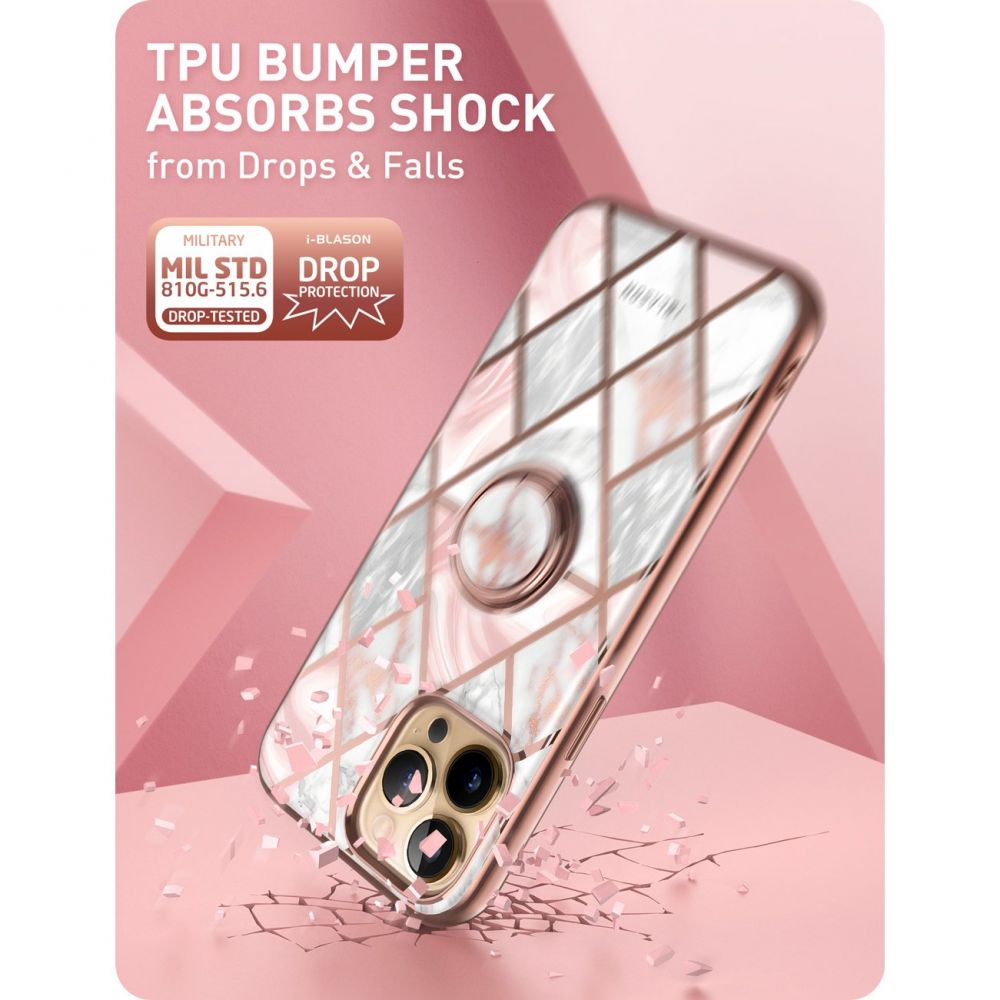 i - Blason iPhone 13 Pro IBLSN Cosmo Snap Σκληρή Θήκη με Δαχτυλίδι Συγκράτησης - Marble Pink