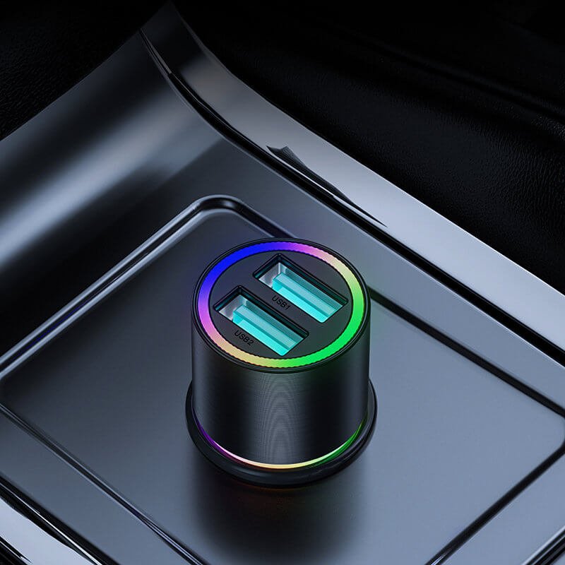 Joyroom JR - CL10 Car Charger Φόρτιση Κινητών στο Αυτοκίνητο με 2 Θύρες USB και Και Καλώδιο 3in1 Micro USB / Lightning / Type - C 1.2m - 24W - Black