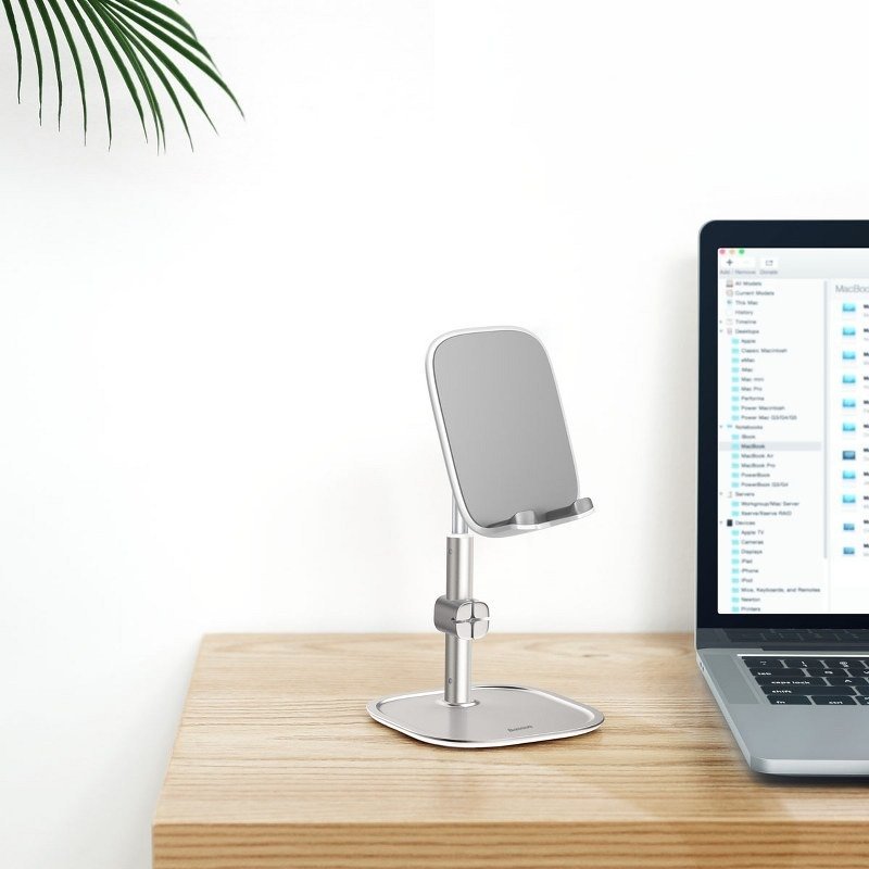 Baseus Literary Youth Desktop Bracket Telescopic Mobile Stand Βάση Στήριξης Κινητών - Silver - SUWY - A0S