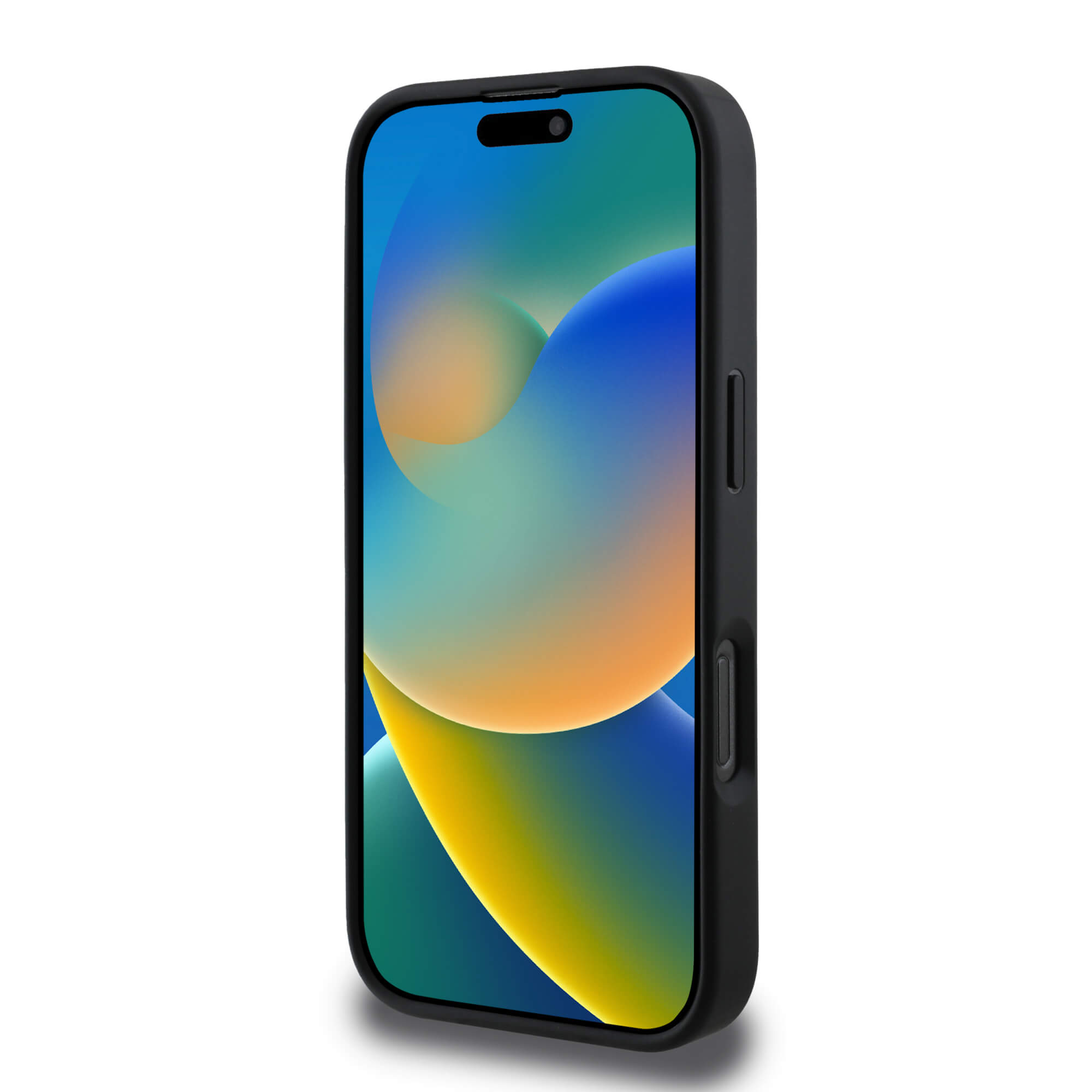 Guess iPhone 16 Pro - Hot Stamp 4G Pattern Triangle Metal Logo - Θήκη με Επένδυση Συνθετικού Δέρματος και Πλαίσιο Σιλικόνης - Black - GUHCP16LPGP4STRK