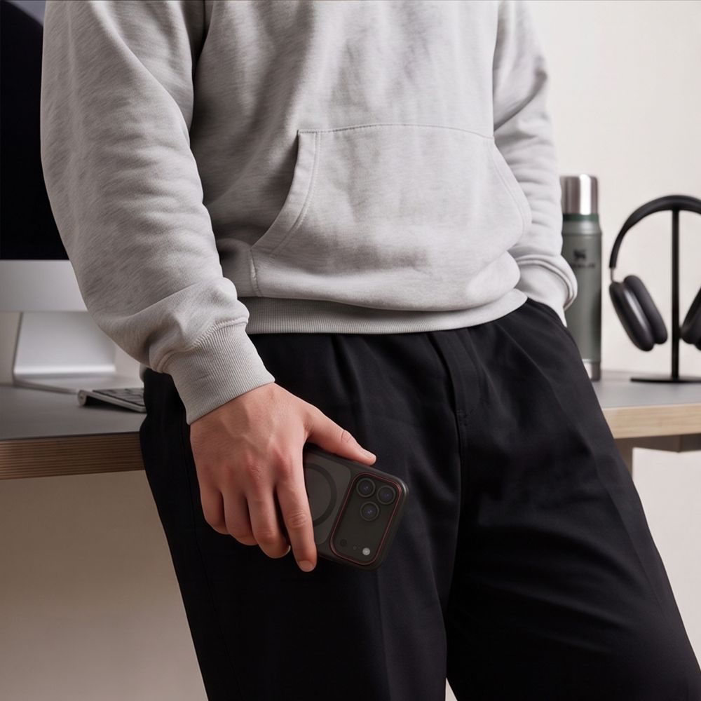 Tech-Protect iPhone 18 Pro / iPhone 17 Pro - Σκληρή Θήκη με Πλαίσιο Σιλικόνης MagSafe - MagCam - Matte Black / Red