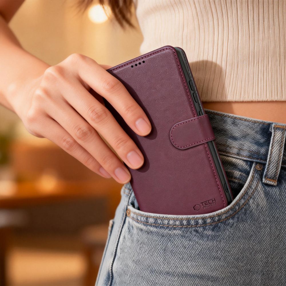 Tech - Protect Samsung Galaxy A36 / A56 / A37 5G - Θήκη Πορτοφόλι Stand από Δερματίνη - Wallet - Mulberry