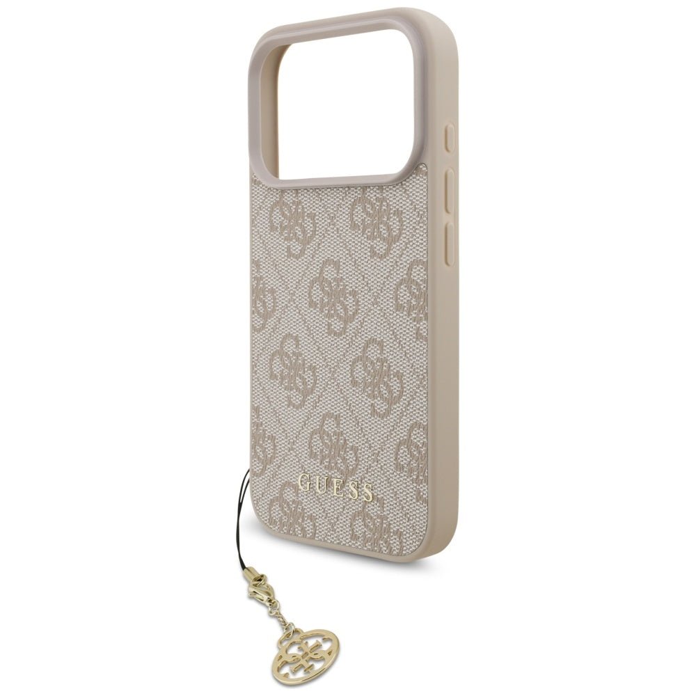 Guess iPhone 17 Pro - 4G Charms Collection MagSafe - Θήκη με Επένδυση Συνθετικού Δέρματος - Pink - GUHMP17LGF4GCP