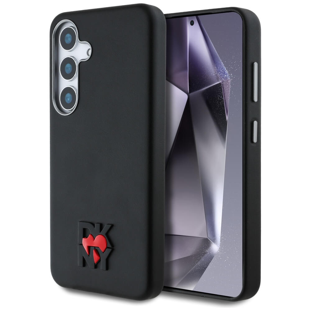 DKNY Samsung Galaxy S25 - Leather Heart of NY - MagSafe Σκληρή Θήκη με Επένδυση Συνθετικού Δέρματος - Black