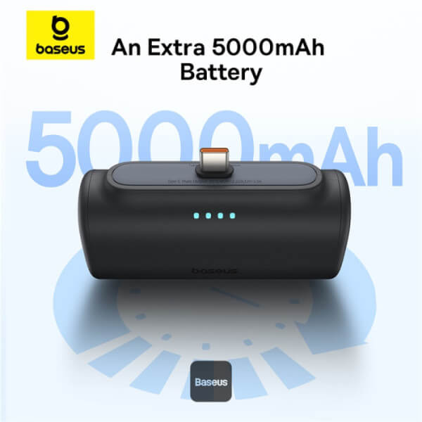 Baseus Compact Series Type - C - PowerBank 5000mAh 20W με Καλώδιο Type - C to Type - C - Black - P10068306113 - 00