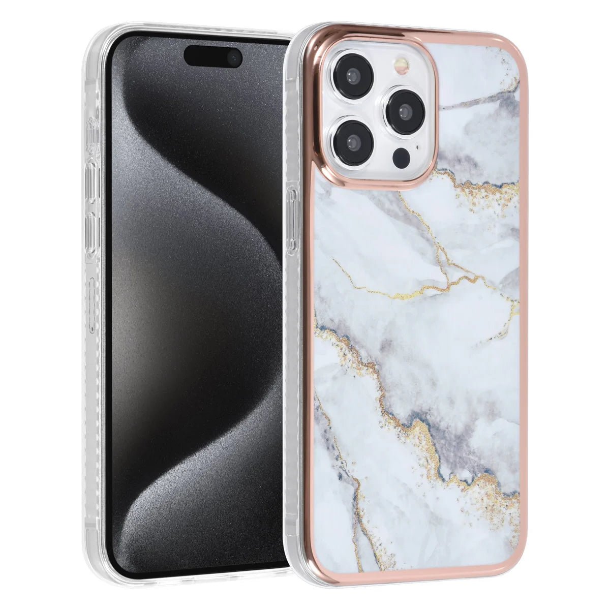 Tuniq iPhone 15 Pro Max - Σκληρή Θήκη με Πλαίσιο Σιλικόνης - Σχέδιο Μάρμαρο - Γκρί