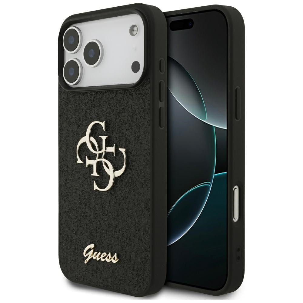 Guess iPhone 17 Pro Max - Fixed Glitter Big 4G - Σκληρή Θήκη με Πλαίσιο Σιλικόνης - Black - GUHCP17XHG4SGK