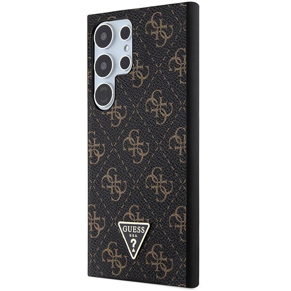 Guess Samsung Galaxy S24 Ultra - 4G Triangle - Σκληρή Θήκη με Επένδυση Συνθετικού Δέρματος και Πλαίσιο Σιλικόνης - Black - GUHCS24LPG4GPK