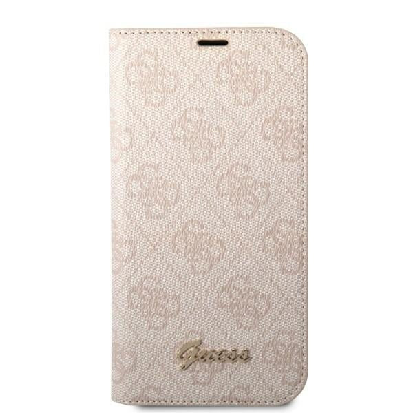 Guess iPhone 14 Pro Max 4G Vintage Gold Logo Θήκη Βιβλίο από Συνθετικό Δέρμα - Pink - GUBKP14XHG4SHP