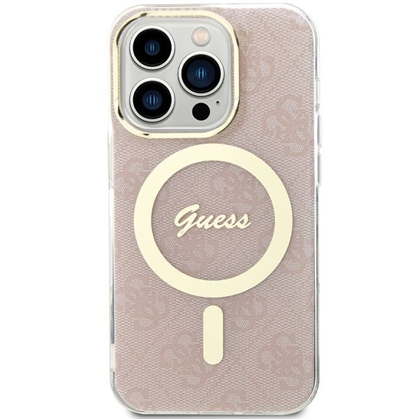 Guess iPhone 15 Pro Max IML 4G MagSafe Σκληρή Θήκη με Πλαίσιο Σιλικόνης και MagSafe - Pink - GUHMP15XH4STP