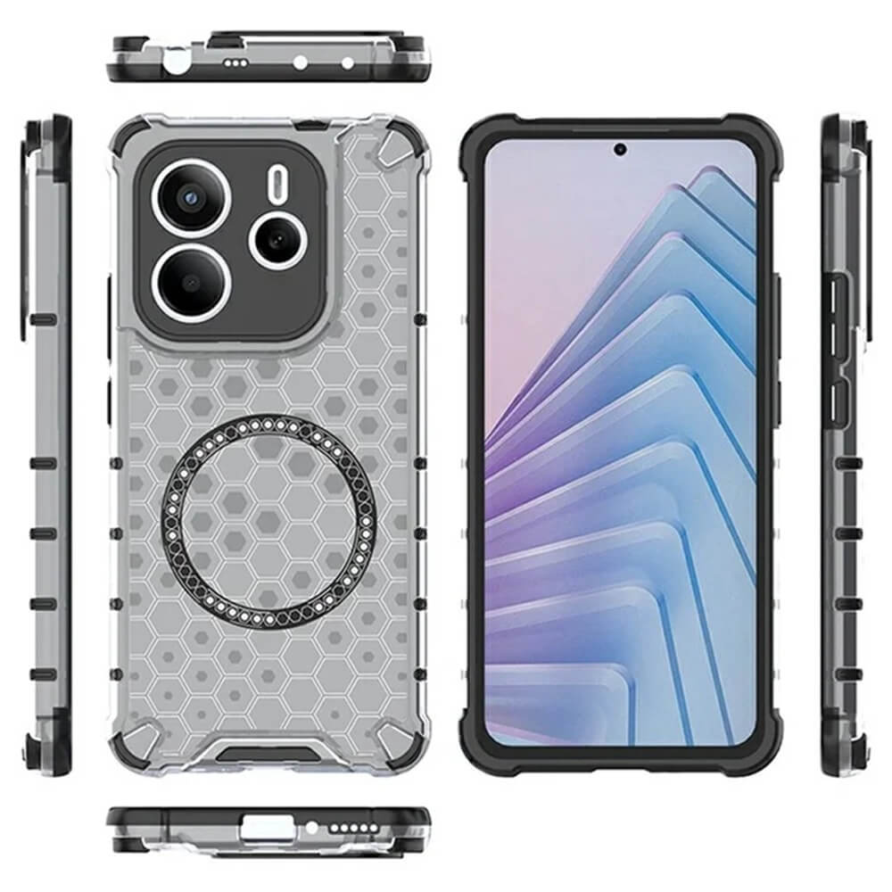 Techsuit Xiaomi Redmi Note 14 5G Honeycomb Shield MagSafe Σκληρή Θήκη με Πλαίσιο Σιλικόνης - White