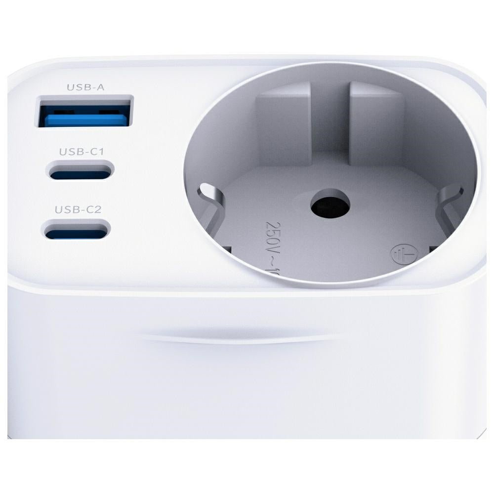 3MK Adapter Hyper Comfort 30W PD Οικιακός Φορτιστής Γρήγορης Φόρτισης με 1 Θύρα USB και 2 Θύρες Type - C και 1 Πρίζα Schuko - White