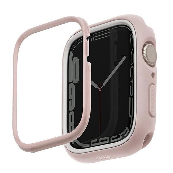 Uniq Θήκη Apple Watch 4 / 5 / 6 / 7 / 8 / 9 / SE / SE 2 - 44 / 45 mm Moduo με 2 Εναλλάξιμα Πλαίσια - White / Pink Blush