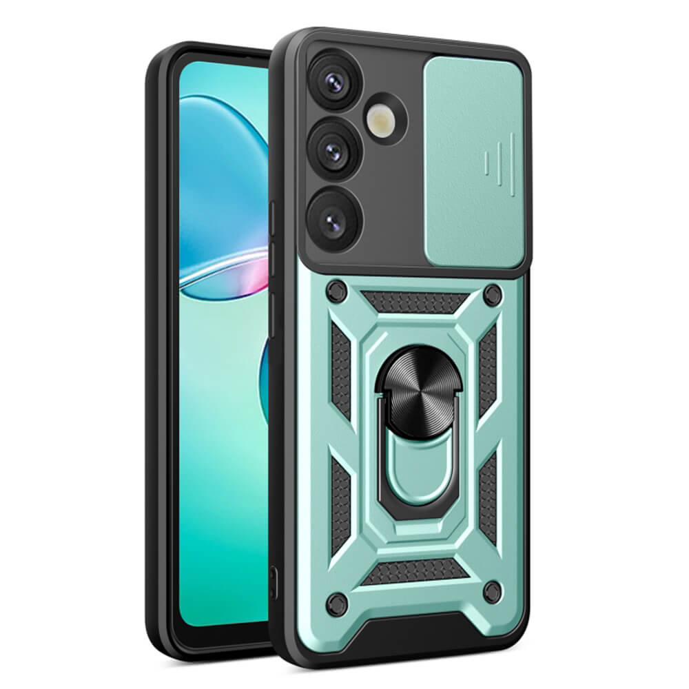 Techsuit Samsung Galaxy S25 Plus - CamShield - Σκληρή Θήκη με Προστασία Καμερών και Δαχτυλίδι Συγκράτησης - Green