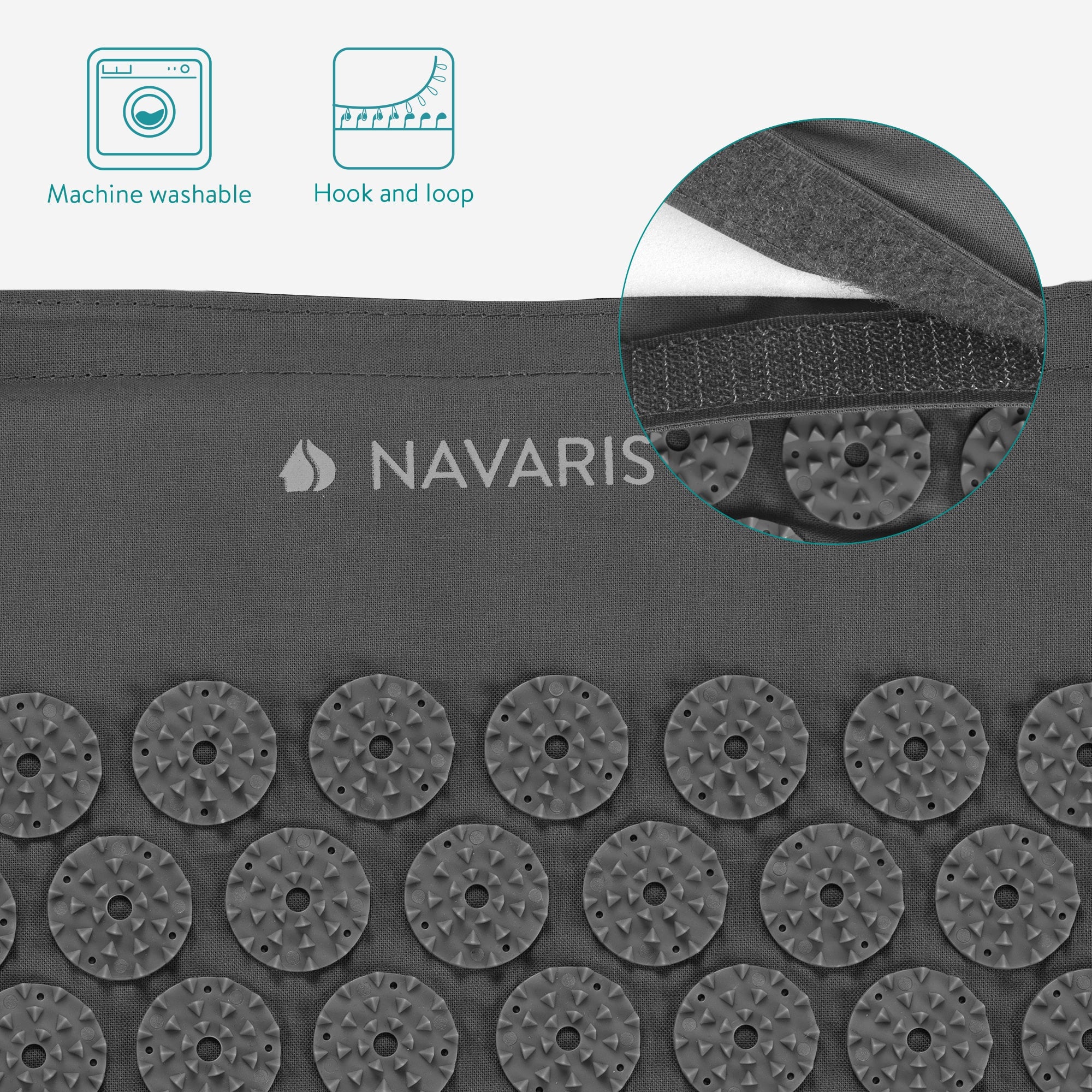 Navaris 2 - in - 1 Acupressure Mat and Pillow Set Σετ 2 σε 1 Χαλάκι και Μαξιλάρι Μασάζ - Grey - 43899.19