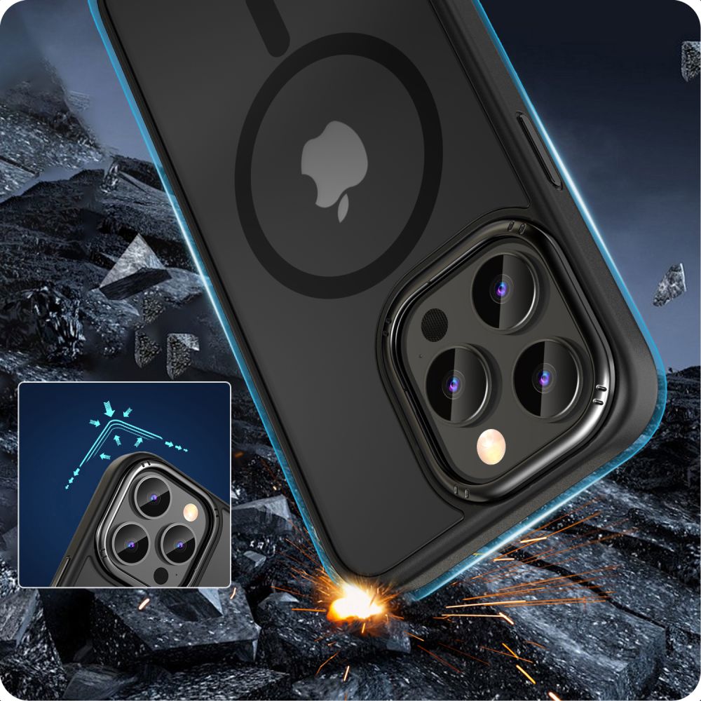 Tech - Protect iPhone 15 Pro Max MagMat 2 - Σκληρή Θήκη με Πλαίσιο Σιλικόνης και MagSafe - Matte Black / Ημιδιάφανη
