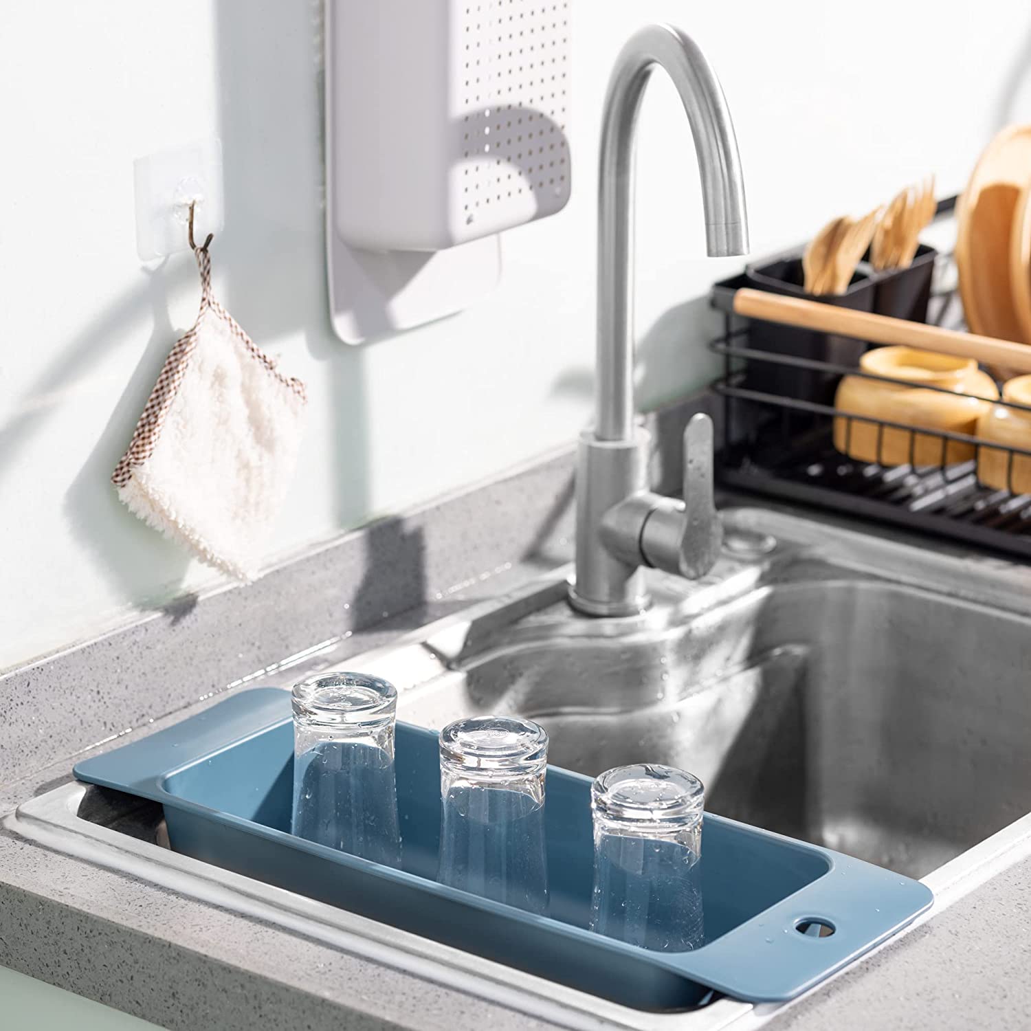 Navaris Σετ με 2 Πλαστικά Δοχεία Αποστράγγισης για το Νεροχύτη - Grey / Blue - 57970.01