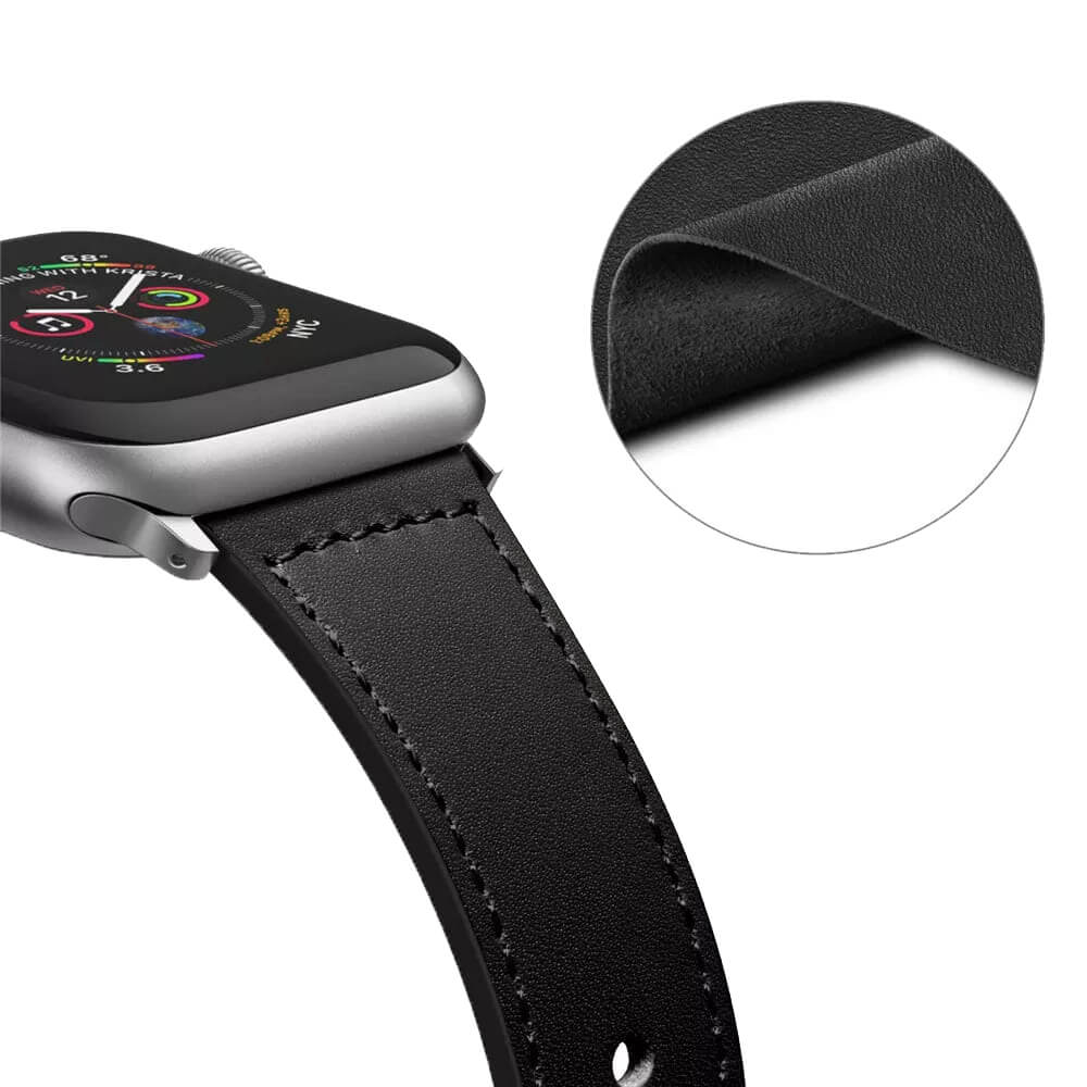 Techsuit Λουράκι Apple Watch 4/5/6/7/8/9/10/11 - SE (1/2/3) - ULTRA (1/2/3) - 44/45/46/49mm Watchband W033 από Συνθετικό Δε΄ρμα - 35 x 20 x 180mm - Black