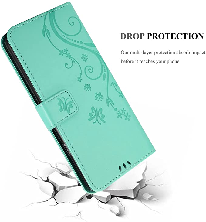 Cadorabo iPhone 13 Pro Max Θήκη Πορτοφόλι Stand από Δερματίνη - Floral - Turquoise