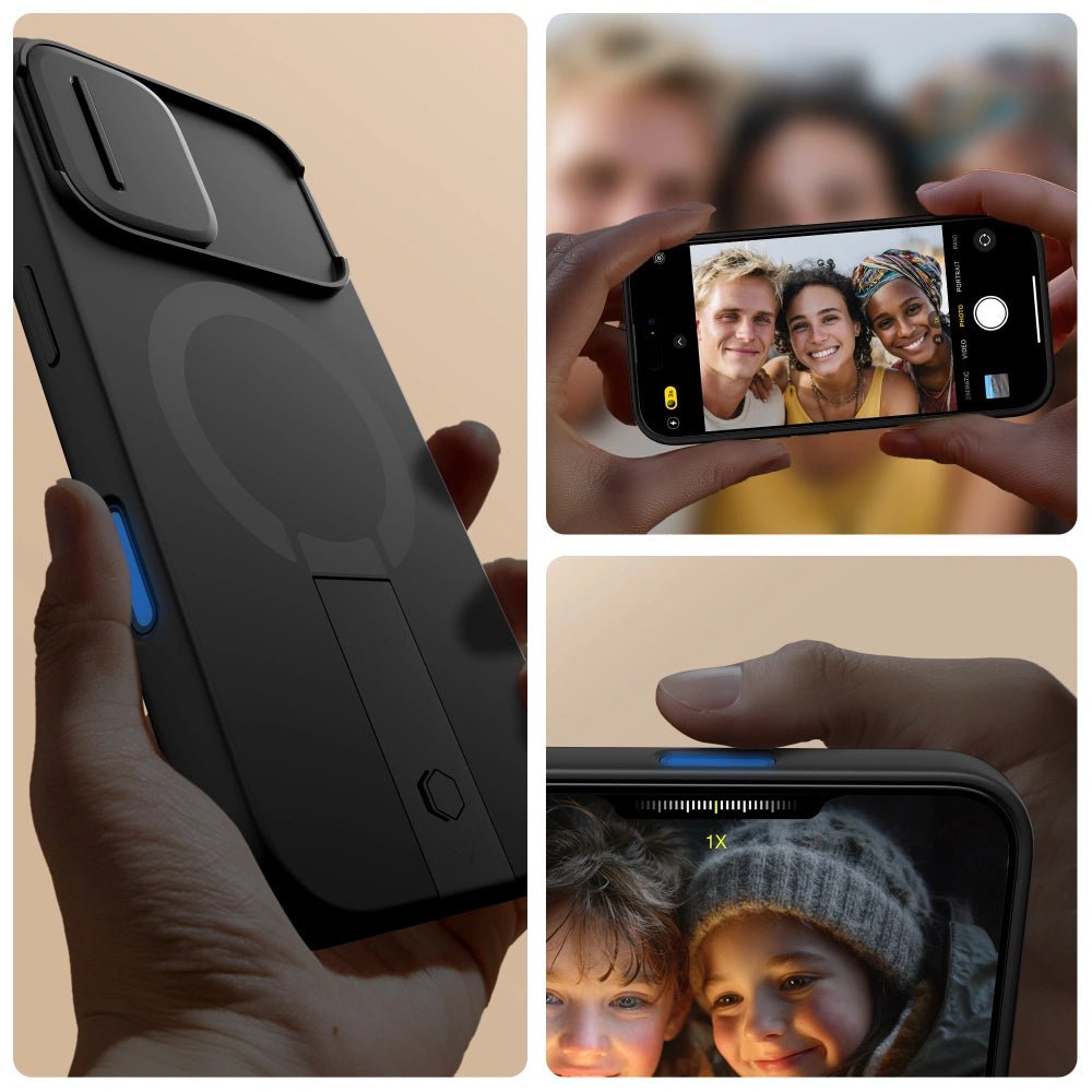 Tech - Protect iPhone 17 - Kevlar Aura MagSafe - Σκληρή Θήκη με Ανοιγόμενο Κάλυμμα Κάμερας και Stand - Black