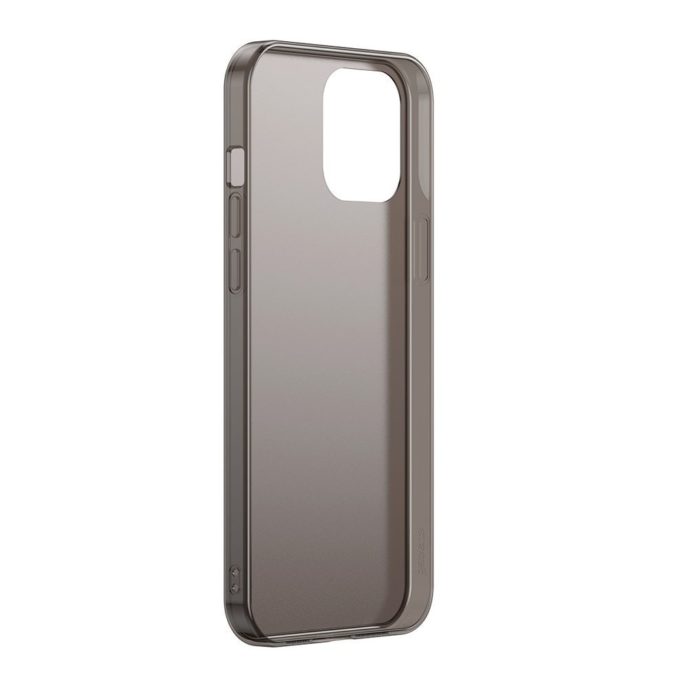 Baseus iPhone 12 Pro Max Frosted Glass Θήκη με Πλαίσιο Σιλικόνης και Όψη Γυαλιού Tempered Glass - Black - WIAPIPH67N - WS01