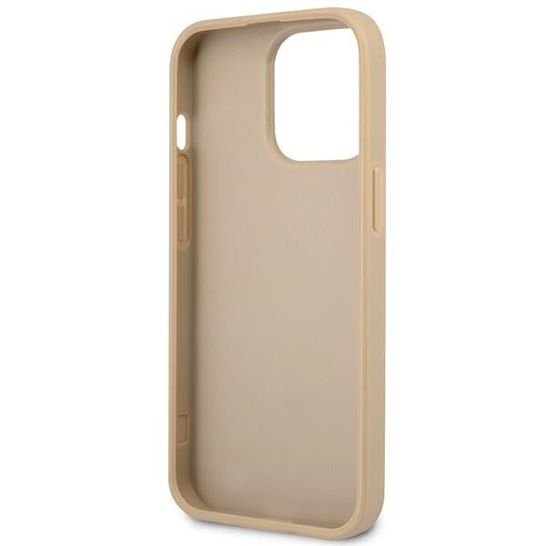 Guess iPhone 14 Pro Max Saffiano Σκληρή Θήκη με Πλαίσιο Σιλικόνης - Beige - GUHCP14XPSATLE