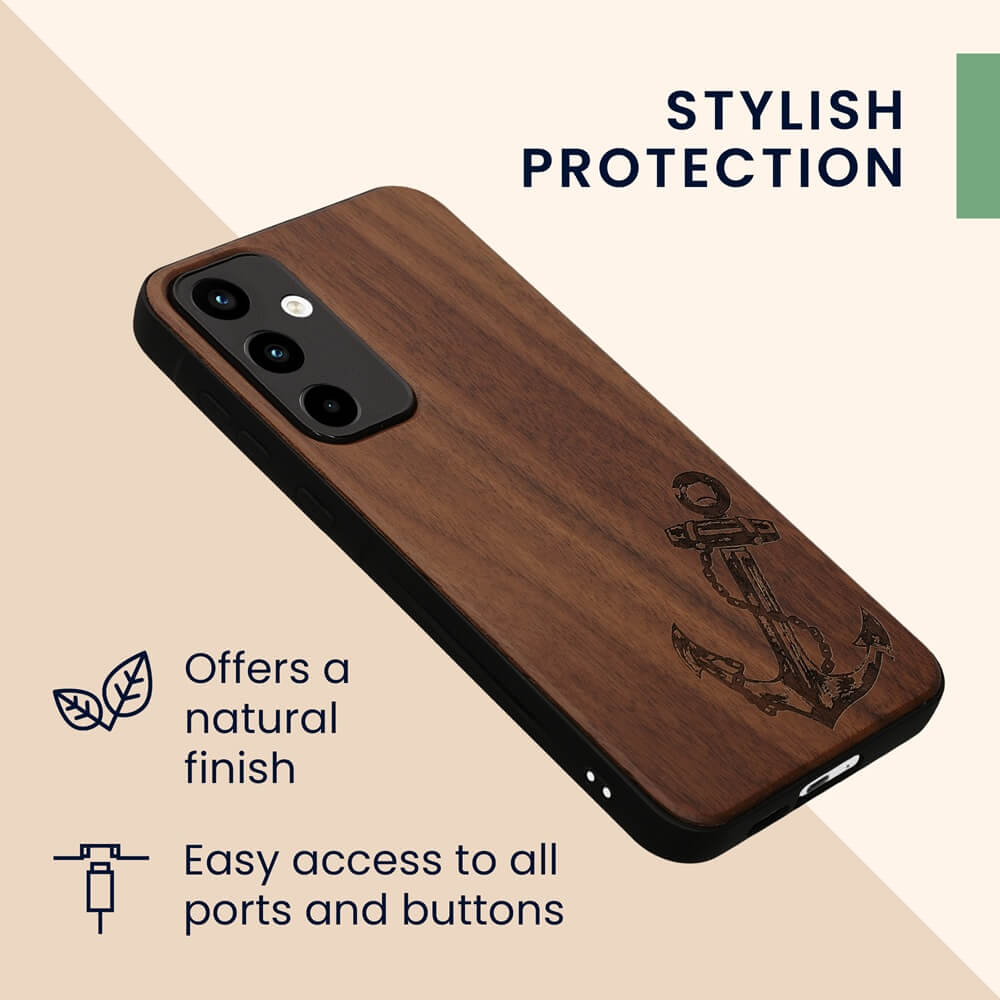 KW Samsung Galaxy A55 5G Θήκη από Φυσικό Ξύλο - Design Anchor Vintage - Dark Brown