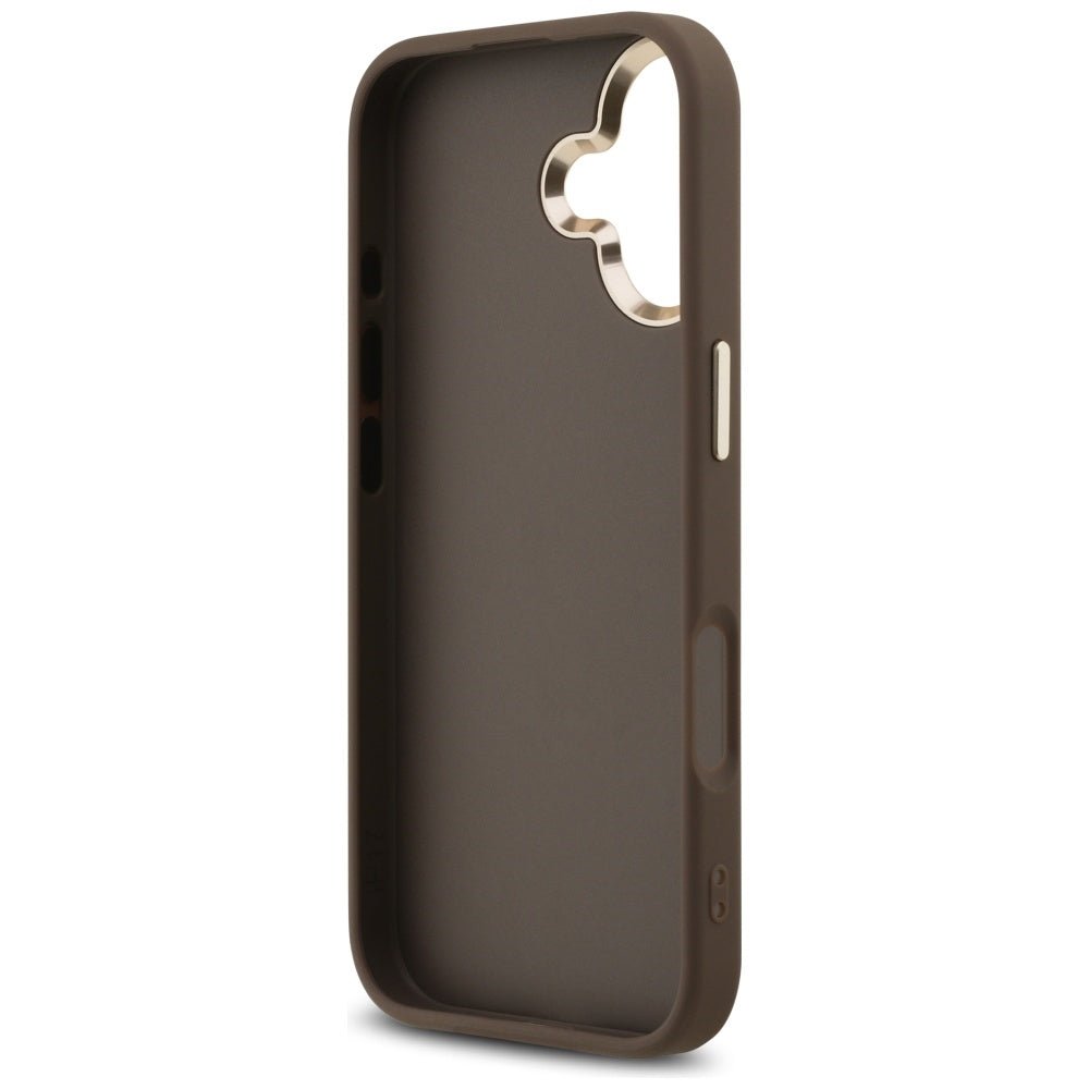 Guess iPhone 17 - 4G Big 4G Classic Logo - Σκληρή Θήκη με Πλαίσιο Σιλικόνης και Επένδυση από Οικολογικό Δέρμα - Brown / Gold - GUHCP17S4GMGCBR
