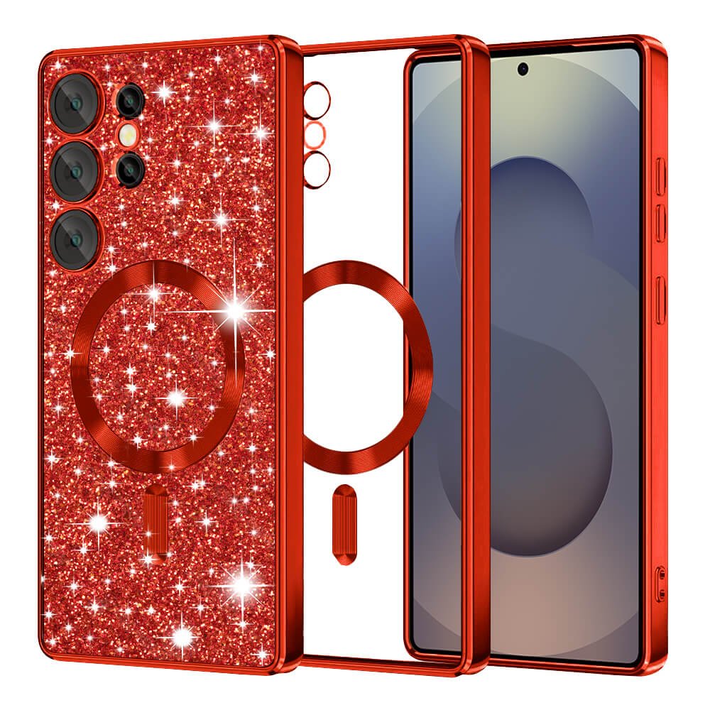 Techsuit Samsung Galaxy S25 Ultra - Luxury Glitter MagSafe - Θήκη Σιλικόνης - Red