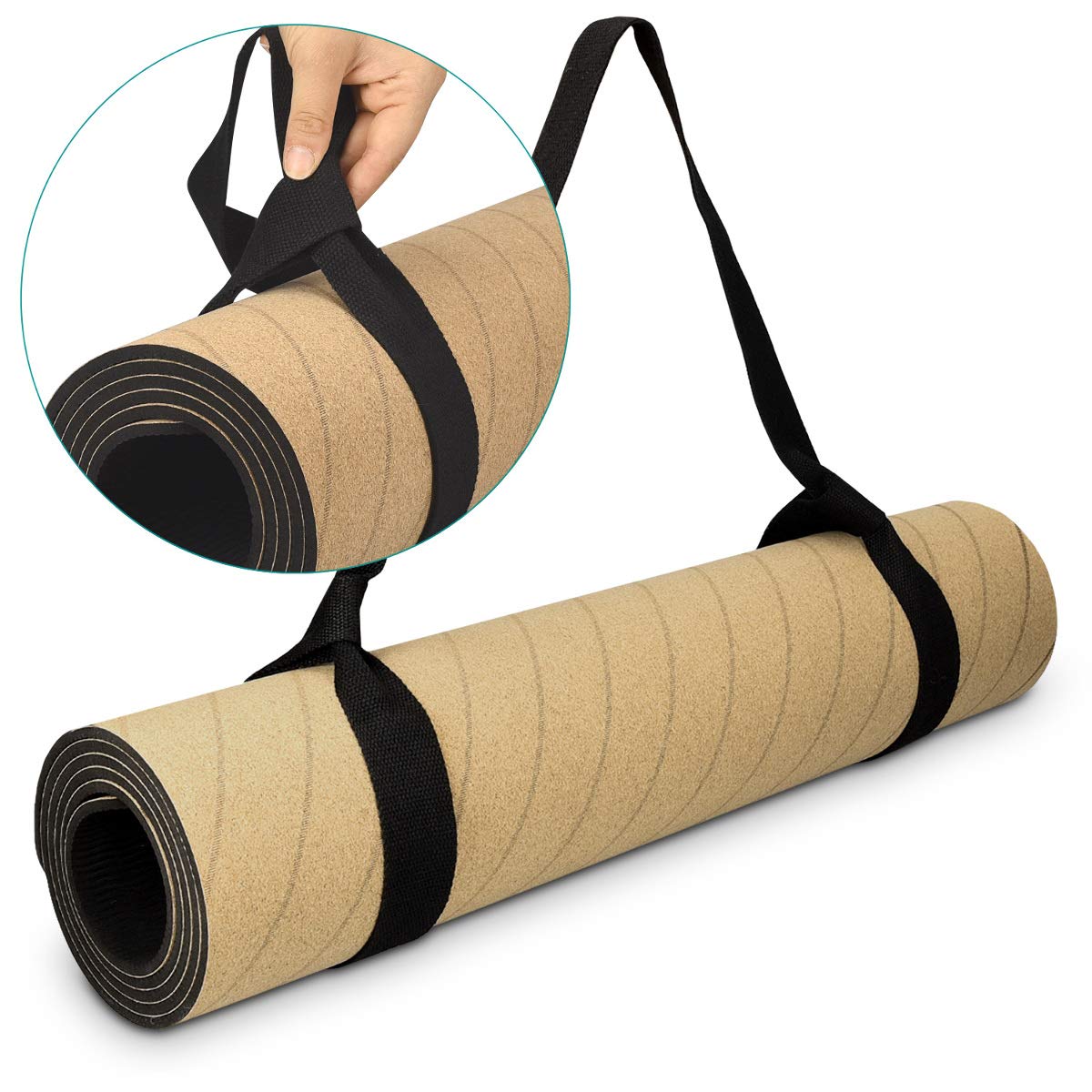 Navaris Workout Mat Στρώμα Γυμναστικής από Φελλό με Χειρολαβή - Brown - 44764.05