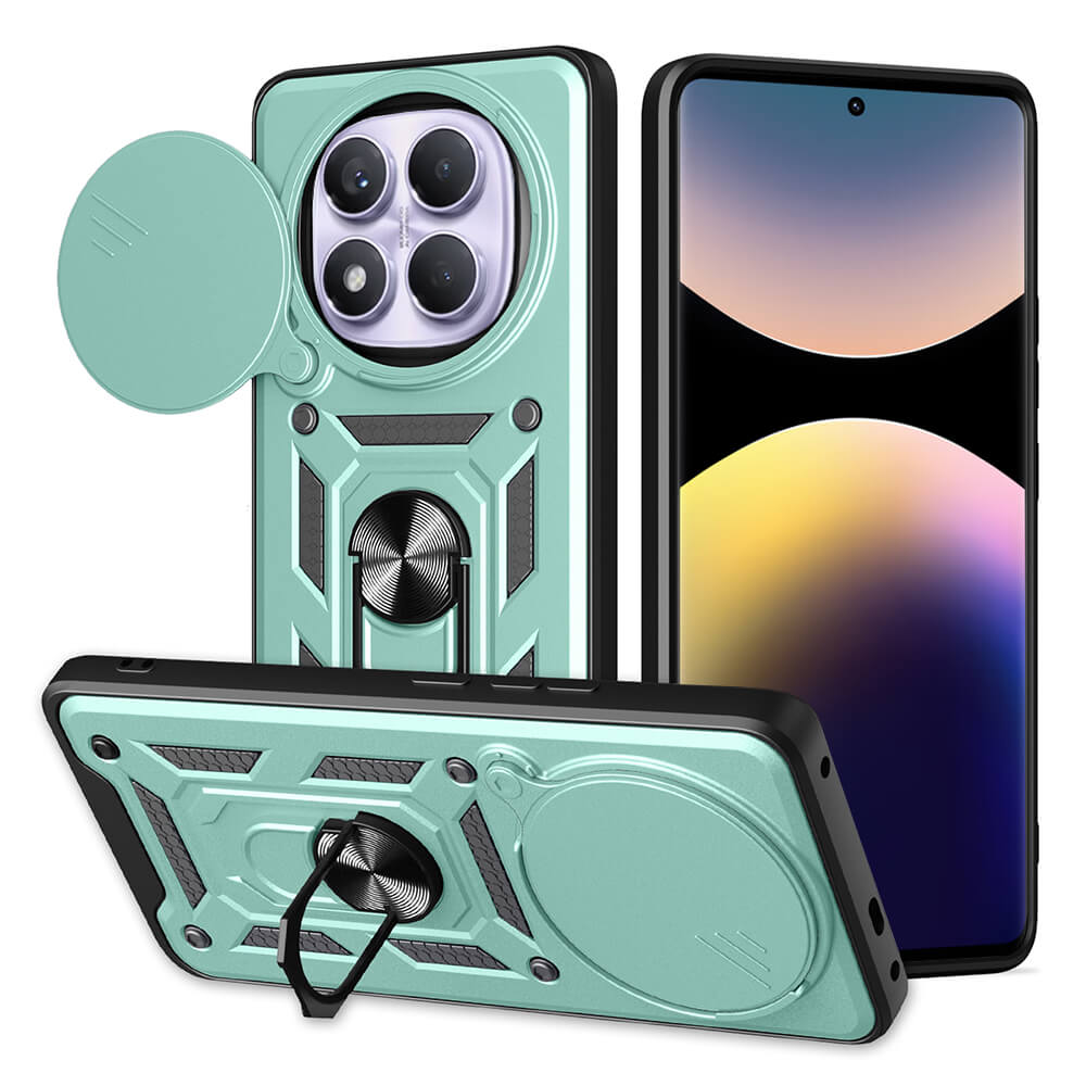 Techsuit Xiaomi Redmi Note 14 Pro 4G - CamShield - Σκληρή Θήκη με Προστασία Καμερών και Δαχτυλίδι Συγκράτησης - Green