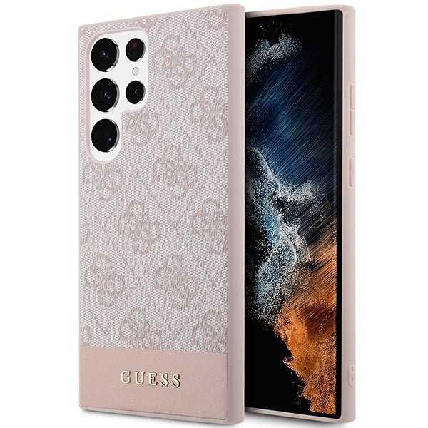 Guess Samsung Galaxy S23 Ultra - 4G Stripe Collection Θήκη με Επένδυση Συνθετικού Δέρματος - Pink - GUHCS23LG4GLPI