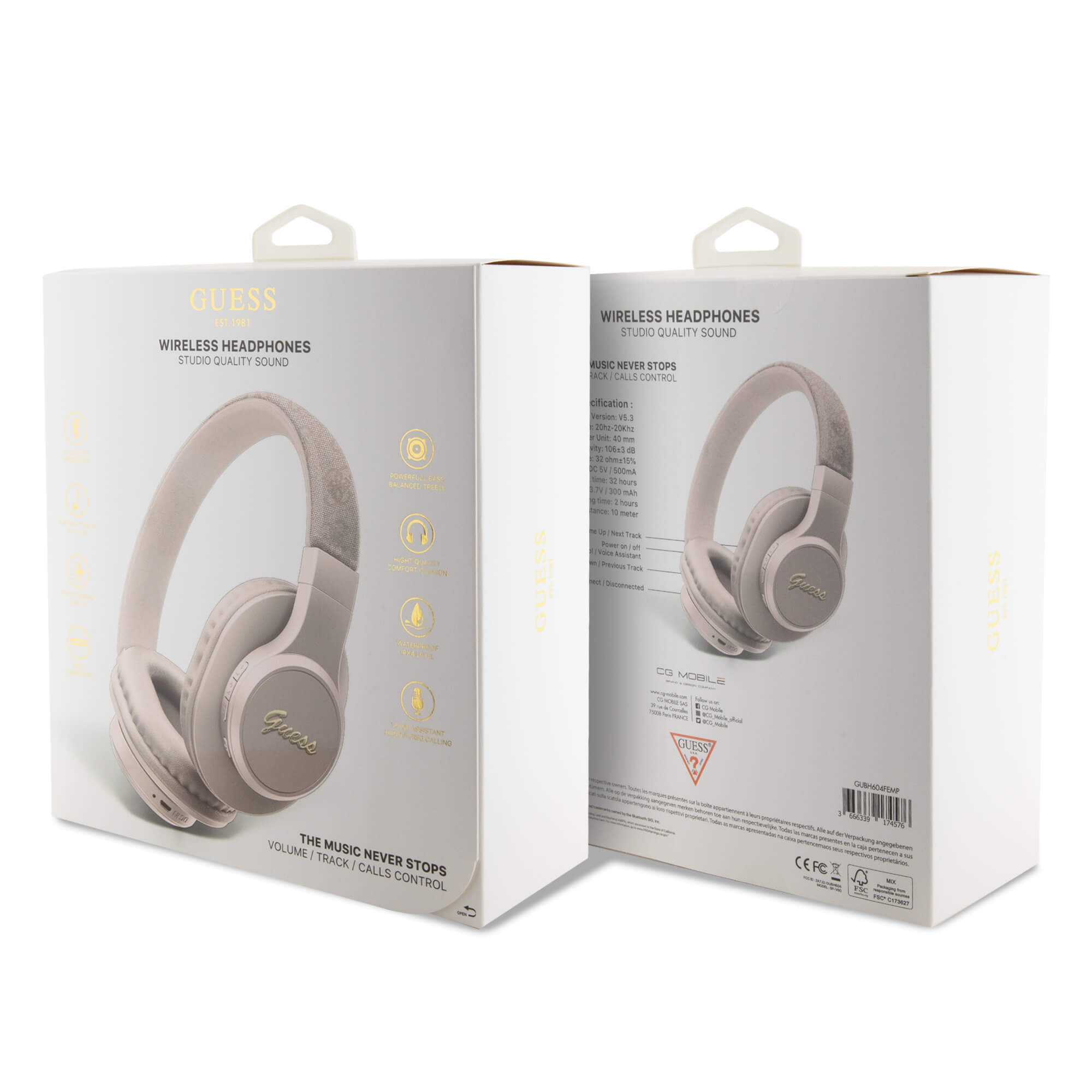 Guess Over - Ear 4G Script - Ασύρματα Bluetooth Ακουστικά - Pink