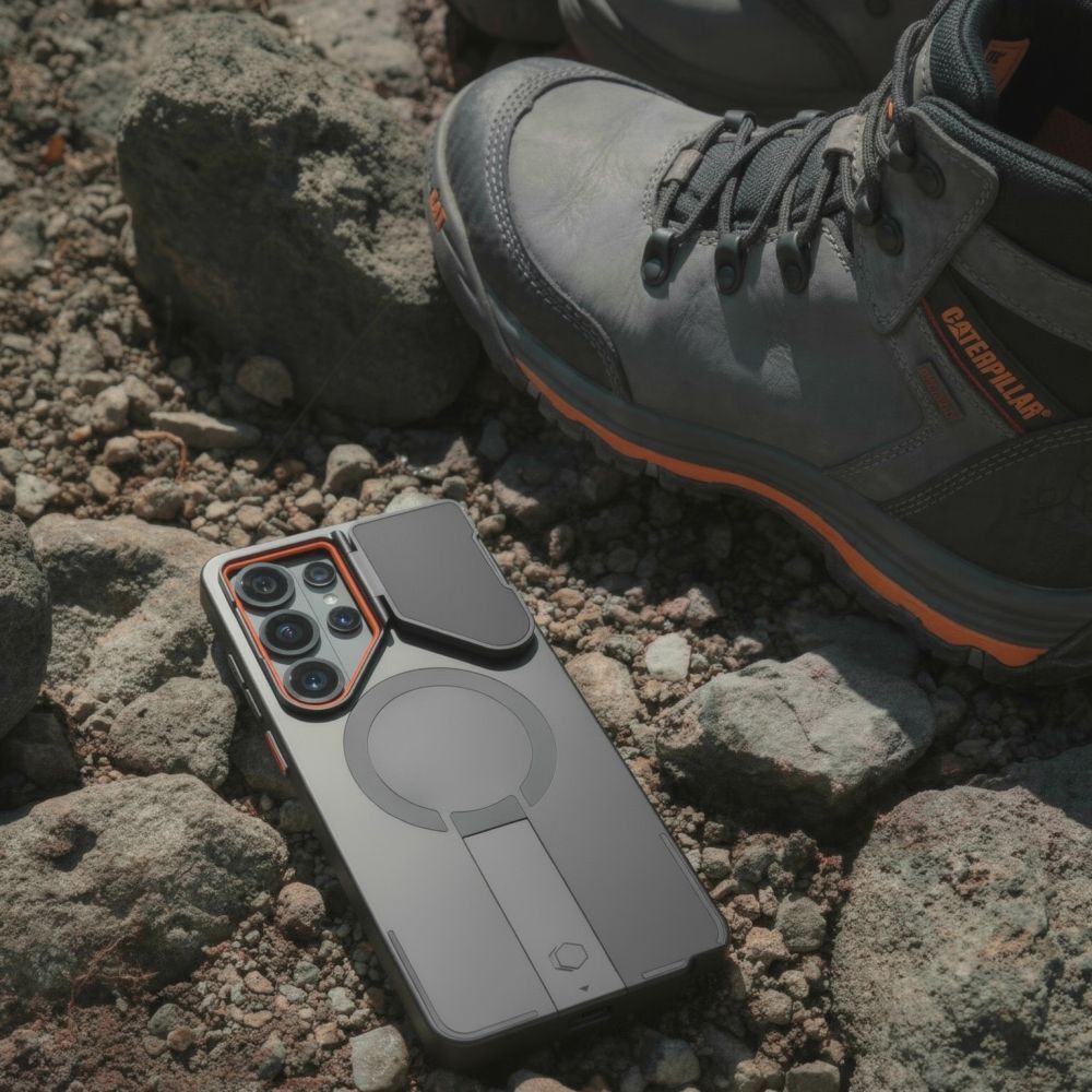 Tech - Protect Samsung Galaxy S26 Ultra - Σκληρή Θήκη με Ανοιγόμενο Κάλυμμα Κάμερας και Stand Kevlar - Aura MagSafe - Black / Orange