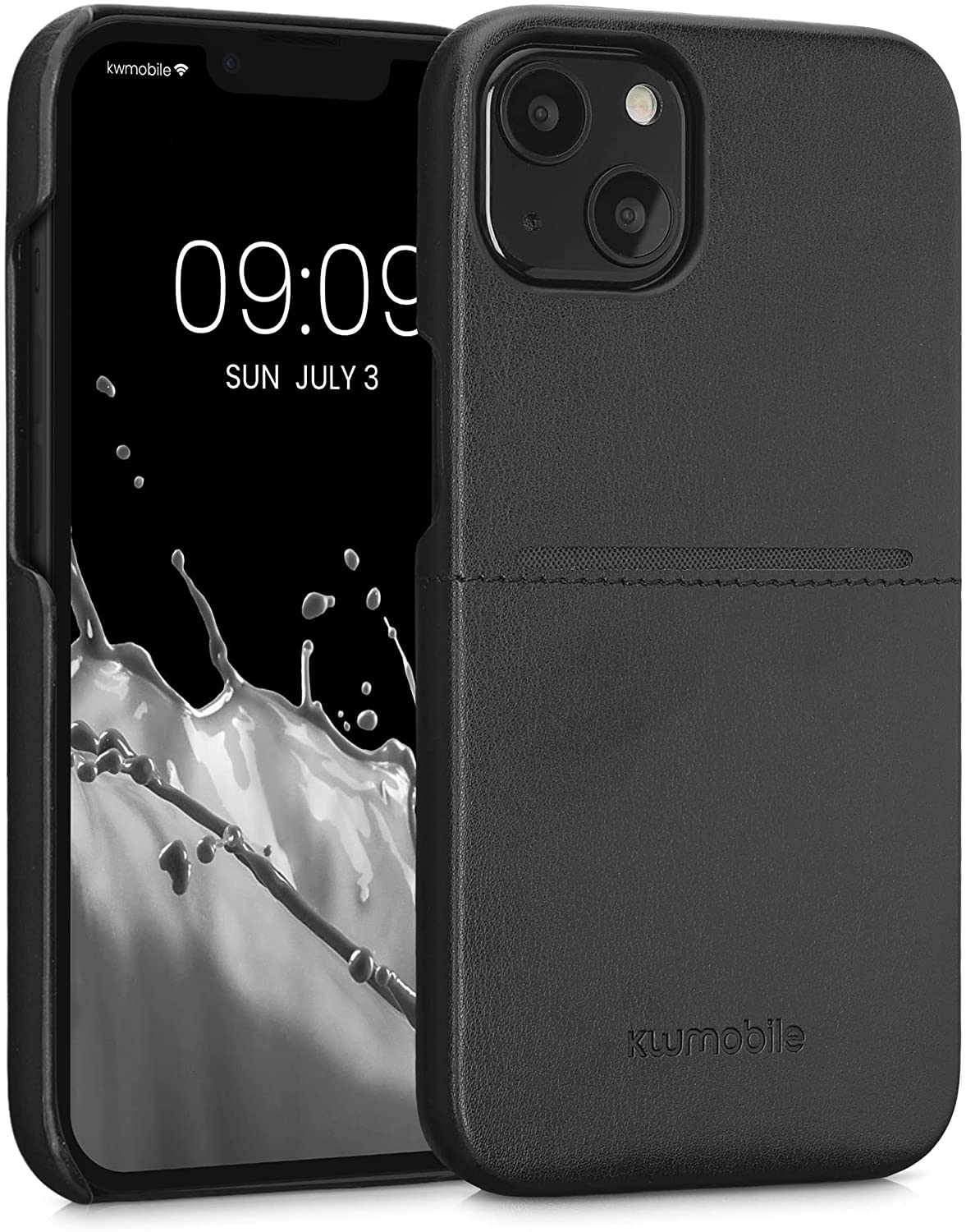 KW iPhone 13 Θήκη με Επένδυση Συνθετικού Δέρματος και Υποδοχή για Κάρτα - Black - 58274.01